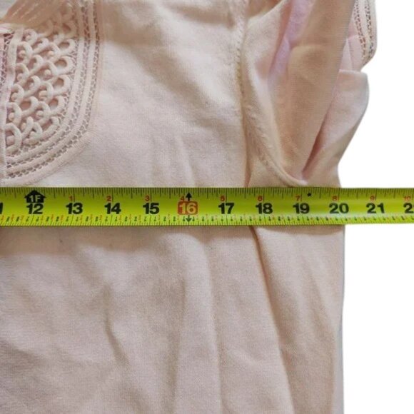 Nygard Collection Pink Lace Trim Button Front Short Sleeve Blouse Women’s L - Picture 4 of 7